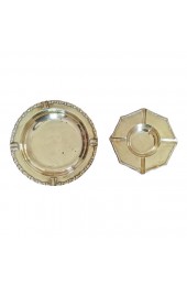 Home Decor | 1960s Solid Brass Ashtrays With Faux Bamboo Edges - Set of 2 - AT01851