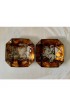 Home Decor | Vintage Neoclassic Glass Oversized Octagon Glass Cigar Ashtrays - Set of Two - IF10534