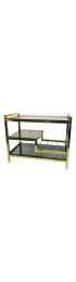 Home Furniture | 1970s Italian Brass Bar Cart With Smoke Glass Shelves - QM80401