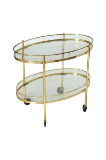 Home Furniture | 20th Century Maxwell Phillips Solid Brass Serving Cart - SF08187