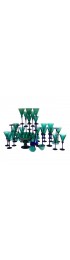 Home Tableware & Barware | 1989s Modernist Handblown Green and Blue Stemware Glasses, Italy - Set of 36 - LV38608