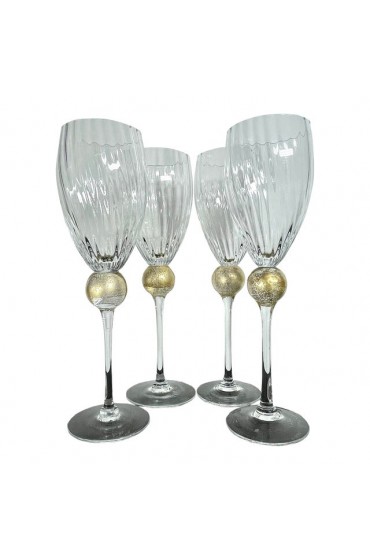 Home Tableware & Barware | 1990s Union Street Glass Manhattan Gold White Wine Glasses -Set of 4 - XS80432