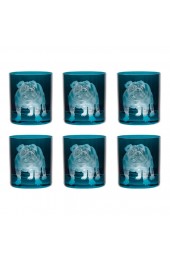 Home Tableware & Barware | ARTEL Dog Collection Bulldog Double Old Fashioned Glass in Peacock - Set of 6 - YY56594