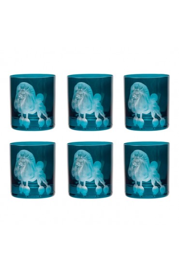 Home Tableware & Barware | ARTEL Dog Collection Poodle Double Old Fashioned Glass in Peacock - Set of 6 - IX47951