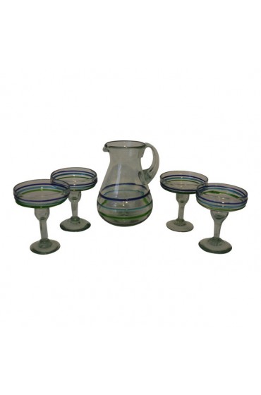 Home Tableware & Barware | Blown Artisan Margarita Glasses & Pitcher - 5 Piece Set - JZ78252