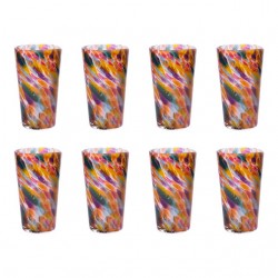 Home Tableware & Barware | Hand Blown Pint Glasses, Rainbow Mix with White - Set of 8 - UH80957