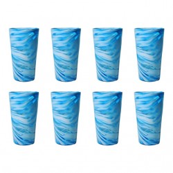Home Tableware & Barware | Hand Blown Pint Glasses, Sky Blue Swirl - Set of 8 - MY69497