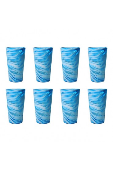 Home Tableware & Barware | Hand Blown Pint Glasses, Sky Blue Swirl - Set of 8 - MY69497