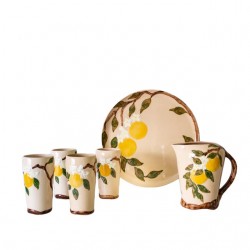 Home Tableware & Barware | Hollywood Ware Orange Blossom Design Orchard Dinnerware | Pitcher Cups and Tray Set - OV01261
