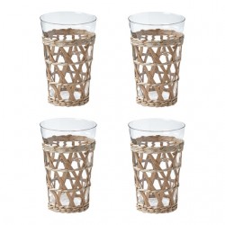Home Tableware & Barware | Island Rattan Short Drinking Glass - Set of 4 - XW51177