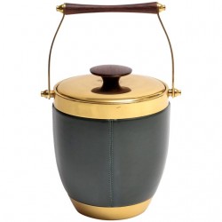 Home Tableware & Barware | Italian Brass Leather and Rosewood Accented Ice Bucket - KM99688