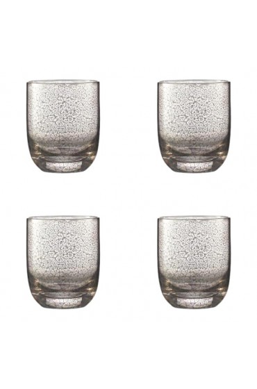 Home Tableware & Barware | Kim Seybert Crackle Double Old Fashioned Glasses in Platinum - Set of 4 - ZW80707