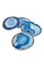 Home Tableware & Barware | Lumino Gemstone Coasters, Azure Agate & Silver, Set of 4 - NV18059