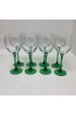 Home Tableware & Barware | Mid-Century French Green Stem Cut to Clear Crystal Wine Glasses - Set of 8 - RW20625