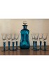 Home Tableware & Barware | Mid-Century Modern Kastrup Holmegaard Blue Glass Kluk Kluk Decanter & Cordials by Jacob Bang- 9 Pieces - QC51084