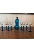 Home Tableware & Barware | Mid-Century Modern Kastrup Holmegaard Blue Glass Kluk Kluk Decanter & Cordials by Jacob Bang- 9 Pieces - QC51084