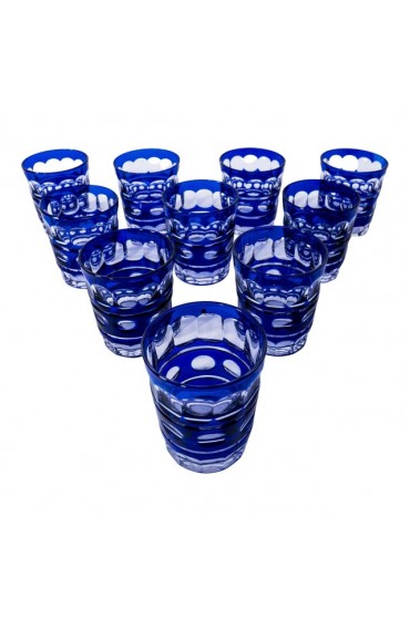 Home Tableware & Barware | Val St Lambert Cobalt Blue Cased Bar Glasses. Antique circa 1920's - Set of 10 - JG29368