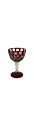 Home Tableware & Barware | Vintage Bohemian Czech Hock Wine Glass Red Cut to Clear Crystal Stemware - LL89566
