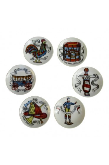 Home Tableware & Barware | Vintage C.1950's Italian Piero Fornasetti Attr. Americana Drinks Coasters -Set of 6 - NK02501