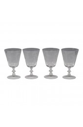 Home Tableware & Barware | Vintage Etched Floral Design Water Goblets- Set of 4 - ZD19865