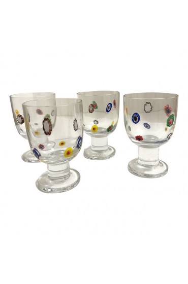 Home Tableware & Barware | Vintage Leonardo Murano Millefiori Wine Glasses - Set of 4 - DU34215