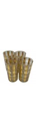 Home Tableware & Barware | Vintage Mid-Century Modern 22k Gold Culver Ltd. Plaid Collins Highball Glasses- Set of 4 - MN82596