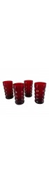 Home Tableware & Barware | Vintage Ruby Red Rippled Drinking Glasses- Set of 4 - IK45901