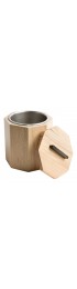 Home Tableware & Barware | White Oak Wood Ice Bucket with Black Patina Steel Hardware and Stainless Insert - JU80305
