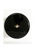Home Tableware & Barware | 1960s Mid-Century Modern Black Patent Leather Ice Bucket With Gold Asian Medallion - XK43811