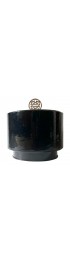 Home Tableware & Barware | 1960s Mid-Century Modern Black Patent Leather Ice Bucket With Gold Asian Medallion - XK43811