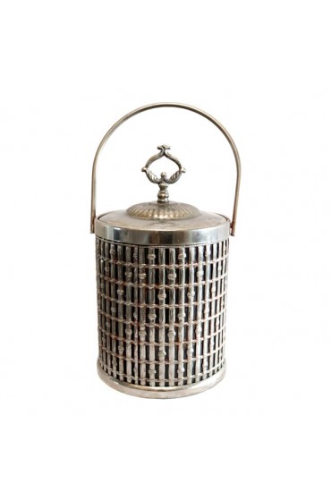 Home Tableware & Barware | 1960s Mid Century Silver Plate Faux Bamboo Ice Bucket With Handle - UU58834