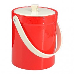 Home Tableware & Barware | 1960s Shiny Red Vinyl Mid Century Modern Ice Bucket With White Lid and Handle - RJ77173