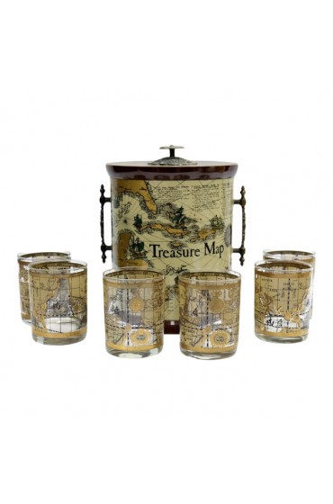 Home Tableware & Barware | 1960s Treasure Map Beverage Set, 7 Pieces - MD94530