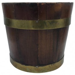 Home Tableware & Barware | 19th Century English Pine and Brass Banded Collar Bucket Cachepot - NZ61823