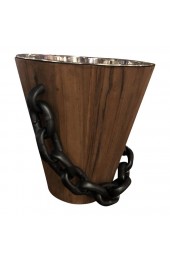 Home Tableware & Barware | Chain Ice Bucket in Rustic Wood - UP63056