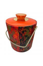 Home Tableware & Barware | Mid-Century Modern Red Orange Ice Bucket and Ice Tongs - HK73053