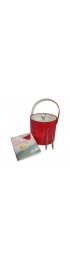 Home Tableware & Barware | Vintage Georges Briard Red Vinyl Acrylic Top Ice Bucket With Ice Tongs and Cool Cocktail Drink Book - Group of 3 - IV84367