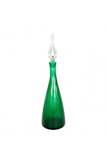 Home Tableware & Barware | 1960's Hand Blown Green Crackle Pilgrim Glass Decanter - WO41596