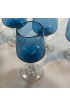 Home Tableware & Barware | 1960s Vintage Mid-Century Modern Italian Vimax Creations Blue Hand Blown Decanter & Cordial Digestif Glass Set - 7 Pieces - HO58781