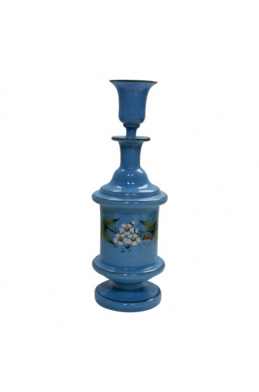 Home Tableware & Barware | Antique French Hand Painted Blue Opaline Decanter - RX82637
