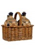 Home Tableware & Barware | Antique Victorian English Pottery Decanters in Tantalus-Inspired Wicker Basket- 3 Pieces - KK48008
