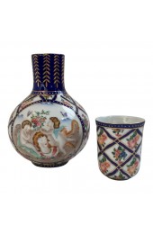 Home Tableware & Barware | Cupids & Angels Hand-Painted on a Porcelain Nightstand Decanter - Set of 2 - - JO21571
