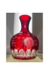 Home Tableware & Barware | Mid 20th Century Bohemian Cranberry Cut Crystal Tumble Up Bedside Decanter Set- 2 Pieces - JE16990