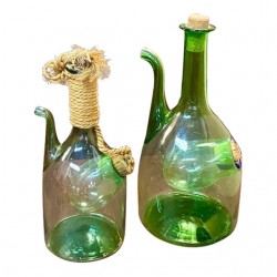 Home Tableware & Barware | Mid Century Green Glass Italian Decanters or Wine Porrons, a Pair - CI40659