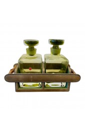 Home Tableware & Barware | Stitched Leather Holder and Italian Glass Decanter Set - LE77905