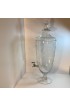 Home Tableware & Barware | Vintage Art Nouveau Etched Crystal Beverage Dispenser, Botanical Motif & Tiara Lid - LW15814