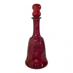 Home Tableware & Barware | Vintage Cranberry Cut to Clear Glass Liquor Decanter With Beehive Bubble Stopper - YP17298