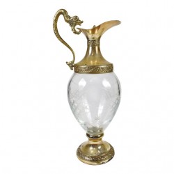 Home Tableware & Barware | Vintage Italian Victorian Silver Plated Cut Etched Glass Wine Decanter Claret Jug - FR95208