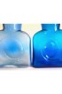 Home Tableware & Barware | Vintage Mid Century Modern Blenko Turquoise & Azure Blue Double Spout Hand Blown Glass Water Bottles - Set of 2 - FA53806