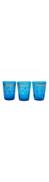 Home Tableware & Barware | 1900s Dugan Glass Co Blue Enameled Flowers Lemonade Tumblers - Set of 3 - CJ73681